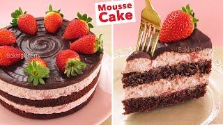 Fluffy CHOCOLATE CAKE with Strawberry Mousse and Chocolate Ganache  Cake Recipe