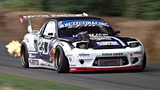 Mad Mikes 11.000rpm 4-Rotor Mazda RX-7 @ 2023 Goodwood FoS  Flames Drifts Donuts & Rotary Sound