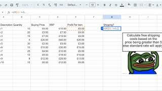 If formula for calculating shipping costs - Excel and Google sheets