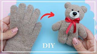  I made a very Cute Teddy Bear out of just one glove  It’s easy to do you can do it