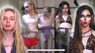 FULL unedited head-to-toe Male to Female Sexy Drag Transformation