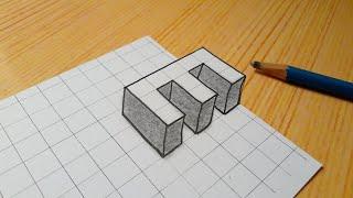 Easy 3d Drawing Letter E  How To Draw Capital Alphabet For Beginners #shorts