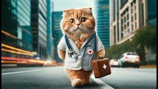 Doctor Cat saves people #cat #aicat #cutecat