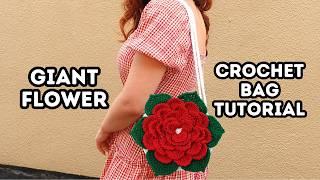 Crochet Flower Bag Tutorial - Trendy Giant Crochet Flower Purse - Brunaticality Crochet