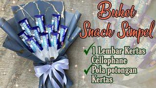 TUTORIAL BUKET SNACK SIMPEL & LOW BUDGET WRAPPING 1 LEMBAR KERTAS CELLOPHANE + POLA POTONGAN KERTAS