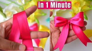 How to make simple easy bow in 1 minute  DIY ribbon bow  Ribbon Hair bow  Double bow with ribbon