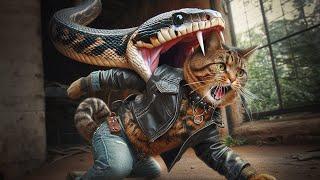 Sad story  Cat meet Snake  #cat #poorcat #ai #aicat
