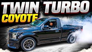 Twin Turbo Coyote F150 Burnout On Cosmis Racing Wheels 