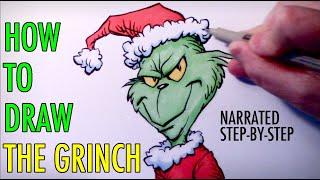 How to Draw THE GRINCH Narrated Step by Step Tutorial