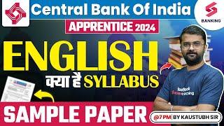 Central Bank Of India Apprentice 2024  English Syllabus Discussion & PYP  By Kaustubh Sir