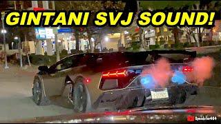 HUGE FLAMES Chasing Gintani F1 Aventador SVJ Insanely Loud Exhaust Sound Acceleration & Downshifts