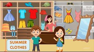 Summer Clothes for kids Vocabulary with story and flashcards  Summer Fashion