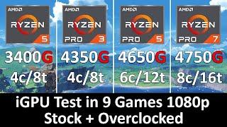 Ryzen 5 3400g vs Ryzen 3 Pro 4350G vs Ryzen 5 Pro 4650G vs Ryzen 7 4750G - iGPU Test in 9 Games