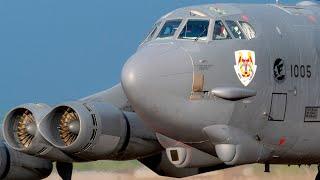 B-52H Stratofortress Bombers Take Off and Land from Royal Air Force Base Fairford England