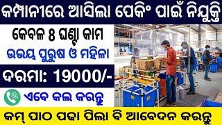 Odisha company Job 2024  Flipkart Packing Company job 2024  10th Pass Odisha Company job Packaging