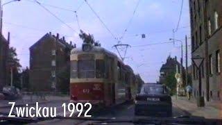 Zeitreise Fahrt durch Zwickau Sachsen im Mai 1992  Historische Aufnahmen der Stadt