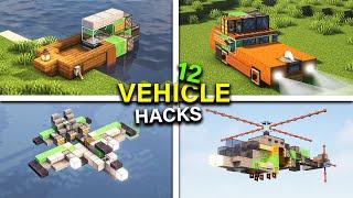 MINECRAFT 12 Working Vehicle Build Hacks Land Air Water