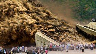 Emergency Water Discharge And Massive Dam Failures Caught On Camera