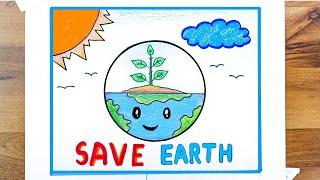 Save earth drawing  Save the mother earth Postertutorial  Save environment drawing #poster