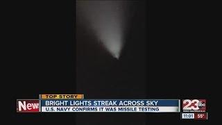 bright light streaks across California