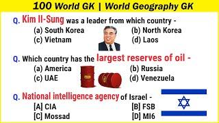 100 World GK  World Geography GK  Geography Quiz MCQ Questions and Answers General Knowledge