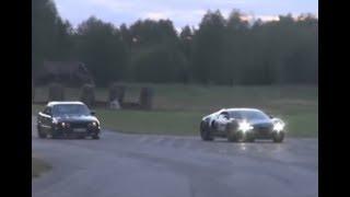 2nd angle BMW M5 Turbo vs Bugatti Veyron 16.4 1001 HP and ENGINE view