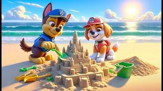 Paw Patrol Ultimate Rescue  CHASE & His Sister Play on the Beach - Very Funny Story  Rainbow 3