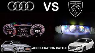 Peugeot 308 vs Audi A3 Comparison Speed  Acceleration Battle