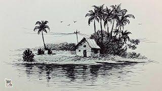 How to draw Pen Drawing Scenery Art