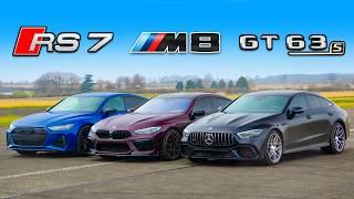 New RS7 Performance v BMW M8 v AMG GT63 DRAG RACE