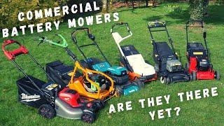 We Test Commercial Battery Powered Lawn Mowers Collection - Mulch - Rough Grass - Run Times PART 1