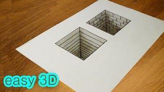 Как нарисовать простой 3D рисунок Иллюзия   3Д колодцы