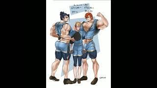 Felix and Sylvain hit the weights - Comic art