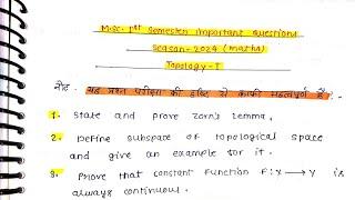 Topology important questions 2024  Msc 1st semester 