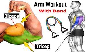 Arm workout with Resistance bands  at home  bicep and tricep