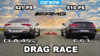 Mercedes-AMG Drag Race CLA 45S 421 PS vs. C 63S Coupé 510 PS - 14 Mile & 1 Kilometer