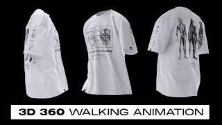 3D Walking T-Shirt Mockup No Plugins