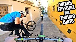 RIDING URBAN MTB FREERIDE ON ENDURO BIKES IN MALAGA