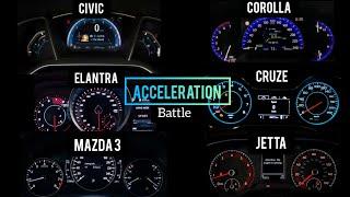 Jetta vs Corolla vs Cruze vs Elantra vs civic vs mazda 3 acceleration battle