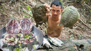 Wow Catching Turtles In River & Fried Turtles Eating Delicious