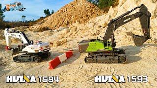 HUINA 1594 VS 1593  Tug Of War  Test & Comparison  RC Construction Excavators  @CarsTrucks4Fun