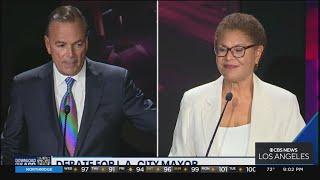 Karen Bass Rick Caruso face off in debate for LA Mayor