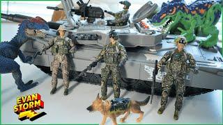 Lets Play Plastic Army Ranger Men Action Figure Toys Pretend Play with T-Rex