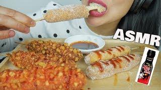 ASMR FIRE SAUCE + CHEESY HOT CHEETOS CORNDOGS EATING SOUNDS NO TALKING  SAS-ASMR