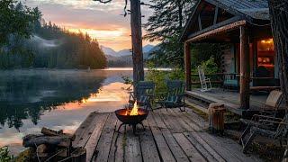 Cozy Ambience by the Lake with Cozy Fire Sound and Nature forest for Relaxation