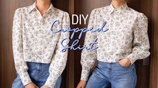 DIY Cropped Shirt  Crop Top  How To Make A Womens Shirt