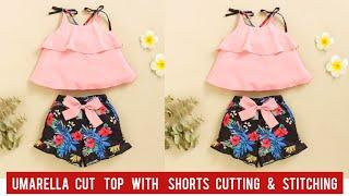 Umbrella Cut Layer Baby Top With Shorts Cutting and StitchingBaby Dress Design
