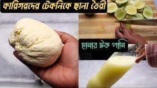 কারিগরের টেকনিকে লেবুর রস দিয়ে ছানা তৈরী  Milk Chana Recipe With Lemon Juice