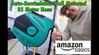 Amazon Basics Auto-Rewindable Wall-Mounted Reel with Hose 35 Meters - Quick Install