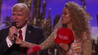 Watch Donald Trump Losing the Vote and Grabbing Tyra Banks HOT Mic  Americas Got Talent 2017